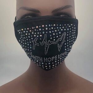 Fashion Rhinestone Bling Face Mask Faith Hope & Love Quote Adjustable & Washable